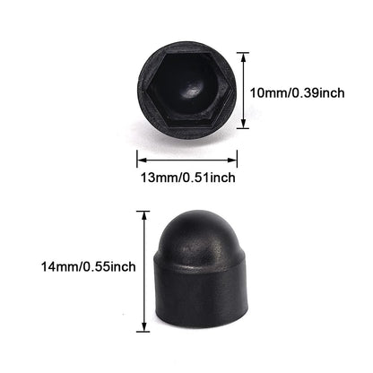 M6×10mm Hex Head Bolt Nut Protective Caps Hexagonal Screw Dome Protective Cap Covers Waterproof Decorative Cover 30 Pack (30, Black, M6*10mm)