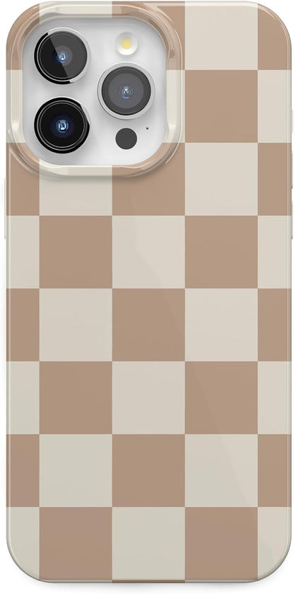 Casely iPhone 15 Pro Case | Fit Check | Neutral Checkerboard | Compatible with MagSafe | Classic Ultra Slim Design