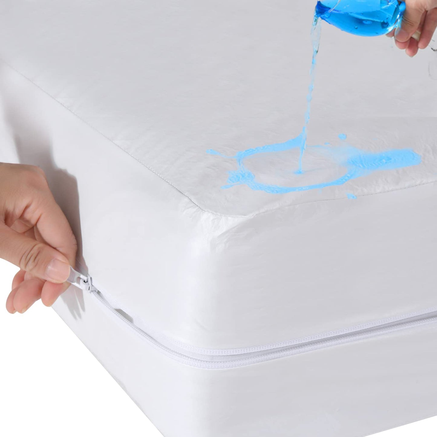 Antranfour Full Size Mattress Protector Fully Zippered Encased Waterproof Urine Proof Cover for Kids and Pets, Fits 6-9 Inch Depth