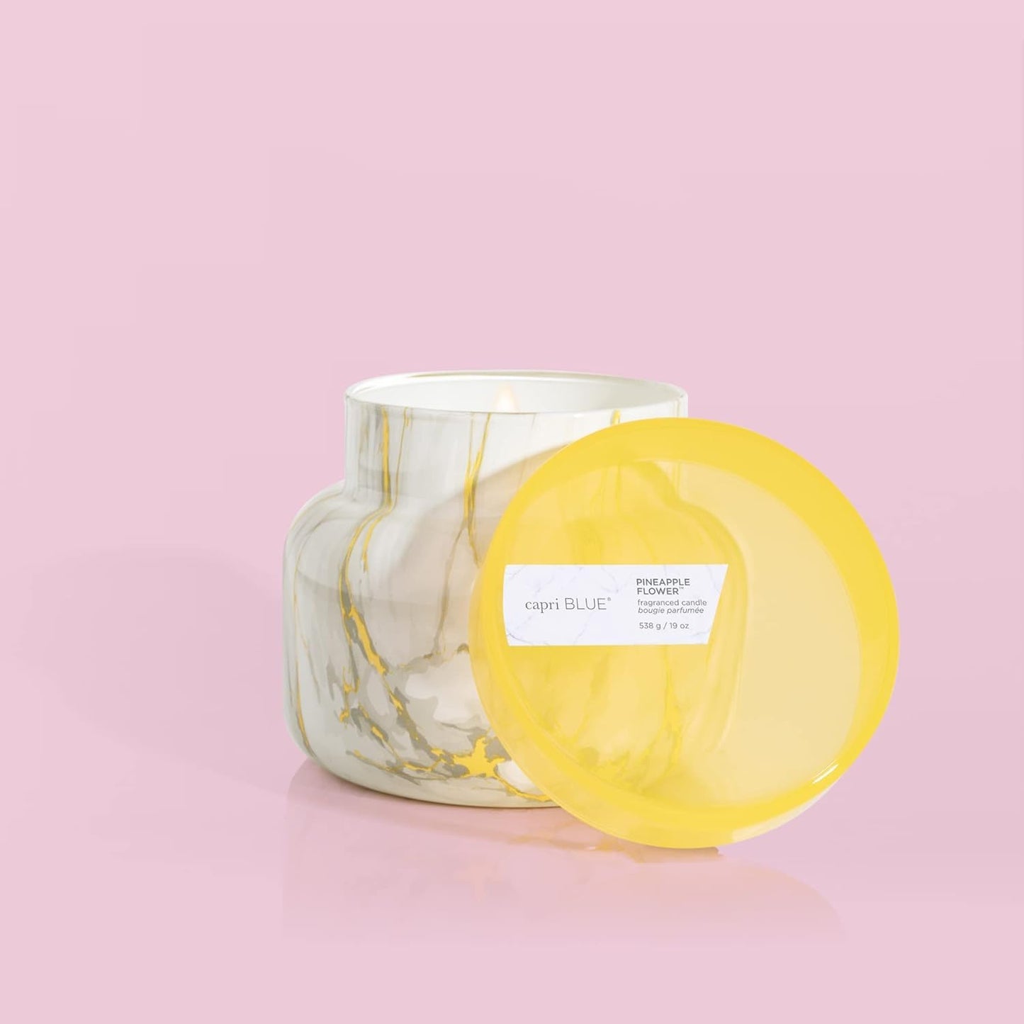Capri Blue Modern Marble Jar Candles - Luxury Scented Candles for Home - Long Lasting Soy Wax Blend - Scented Home Decor Gifts - Pineapple Flower (19 oz)