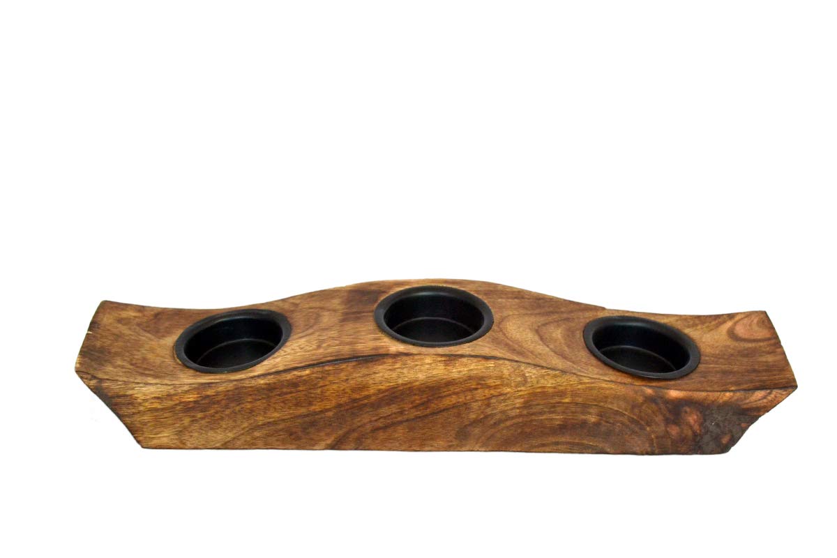 eTroves Wooden Tealight Candle Holder Set - Mango Wood Boat Tea Light Votive Candle Holders - Personalized Wood Tealight Holders for Rustic Wedding Birthday Anniversary Party