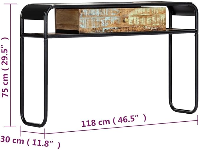 Console Table with 1 Drawer and 2 Compartments, 46.5"x11.8"x29.5" Solid