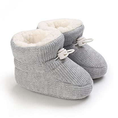 outfit spring Baby Winter Warm Fleece Bootie, Newborn Non-Slip Soft Sole Winter Shoes Sock Shoes Cute Adjustable Crawling Shoes Prewalker Boots for Girls Boys Toddler 0-18 Months Gray 6-12 Months