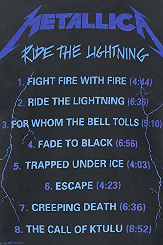 Metallica Men's Ride The Lightning Tracks BL_TS: M T-Shirt, Black (Black Black), Medium (Size:Medium)