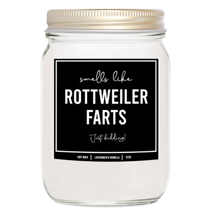 You Nique Designs Gifts for Rottweiler Lovers - Dog Fart Candle, Rottweiler Gifts for Men, Women - Rottweiler Dad, Rottweiler Mom Gift Idea - Rottweiler Decor, Accessories (Lavender & Vanilla)