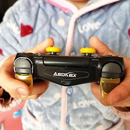L2 R2 Ps4 Trigger Extenders (1 Pair L2 R2 Triggers, 4pcs Joystick Cap, 2 Pairs LED Light Bar Decal) for PlayStation 4 Controller