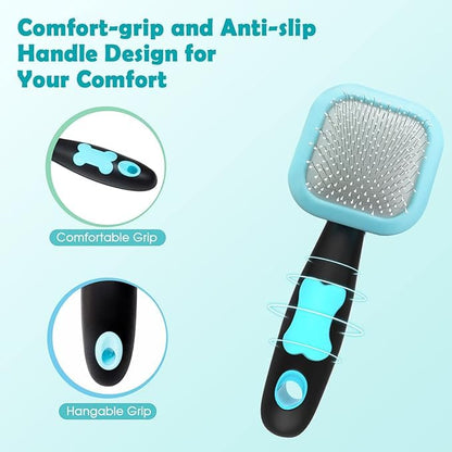 PETPAWJOY Dog Cat Slicker Brush, Gently Cleaning Pin Brush for Shedding Dogs Hair Brushs for Small Puppy Yorkie Poodle Rabbits Cats