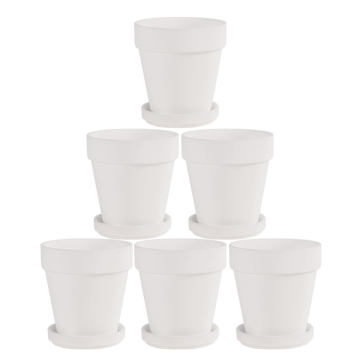 White Terra Cotta Pots with Saucer- 6-Pack Small Terracotta Pot Clay Pots 4'' Clay Ceramic Pottery Planter Cactus Flower Pots Succulent Pot with Drainage Hole- Great for Plants,DIY Craft Projects
