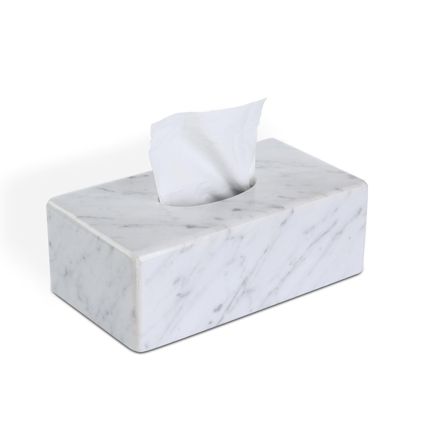 HAMAKAWA Natural Marble Tissue Box Cover, Carrara White Tissue Organizer 10 x 5.7 x 3.5 inch, Heavy Stone Decorative Box, Rectangle Tissue Box Holder for Home Decor, Kitchen, Bathroom, Bedroom