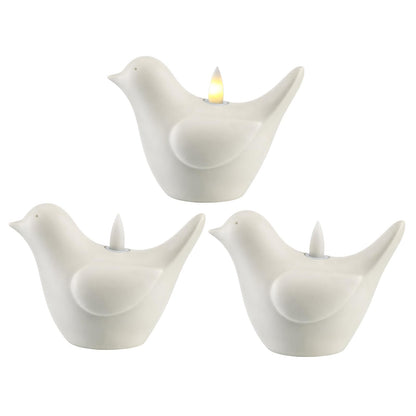 Bucherry 3 Pcs Flameless Candle Battery Operated LED Candles Resin Bird Candles LED Real Flame Technology Light Bird Home Decorations for Spring Summer 4.7 x 5.5 Inch