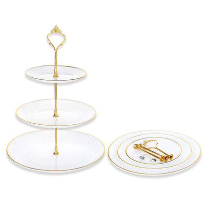 wutfuooo 3 Pack Tiered Cupcake Stand, Plastic Cupcake Stand Tower, 3 Tier Round Shape Dessert Serving Tray, White Cookie Candy Buffet Stand for Tea Party, Baby Shower, Wedding, Birthday, Christmas