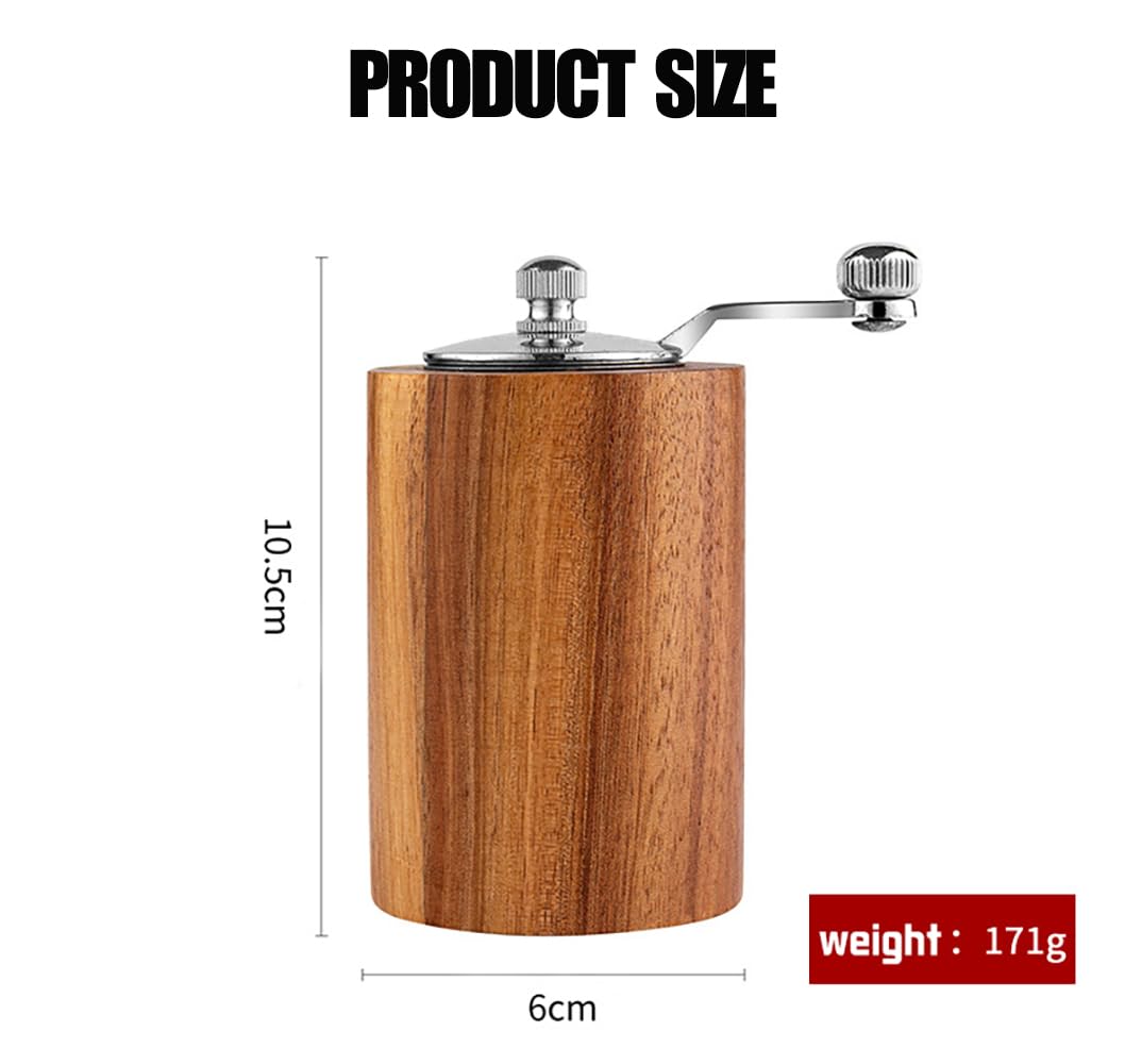 Acacia Wood Salt and Pepper Grinder Mills Sets,Wooden Shakers with Adjustable Ceramic Core,Classic Manual Salt Grinder Refillable Pepper Mill Set with a Gear Crank System for kitchen Spice
