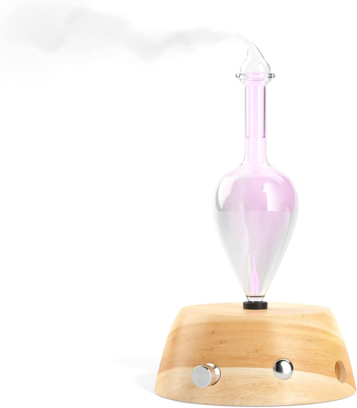 Organic Aromas Elegance Aromatherapy Diffuser for Essential Oil, Waterless Glass Nebulizer w/Auto-Off Switch, BPA Free - Lightwood