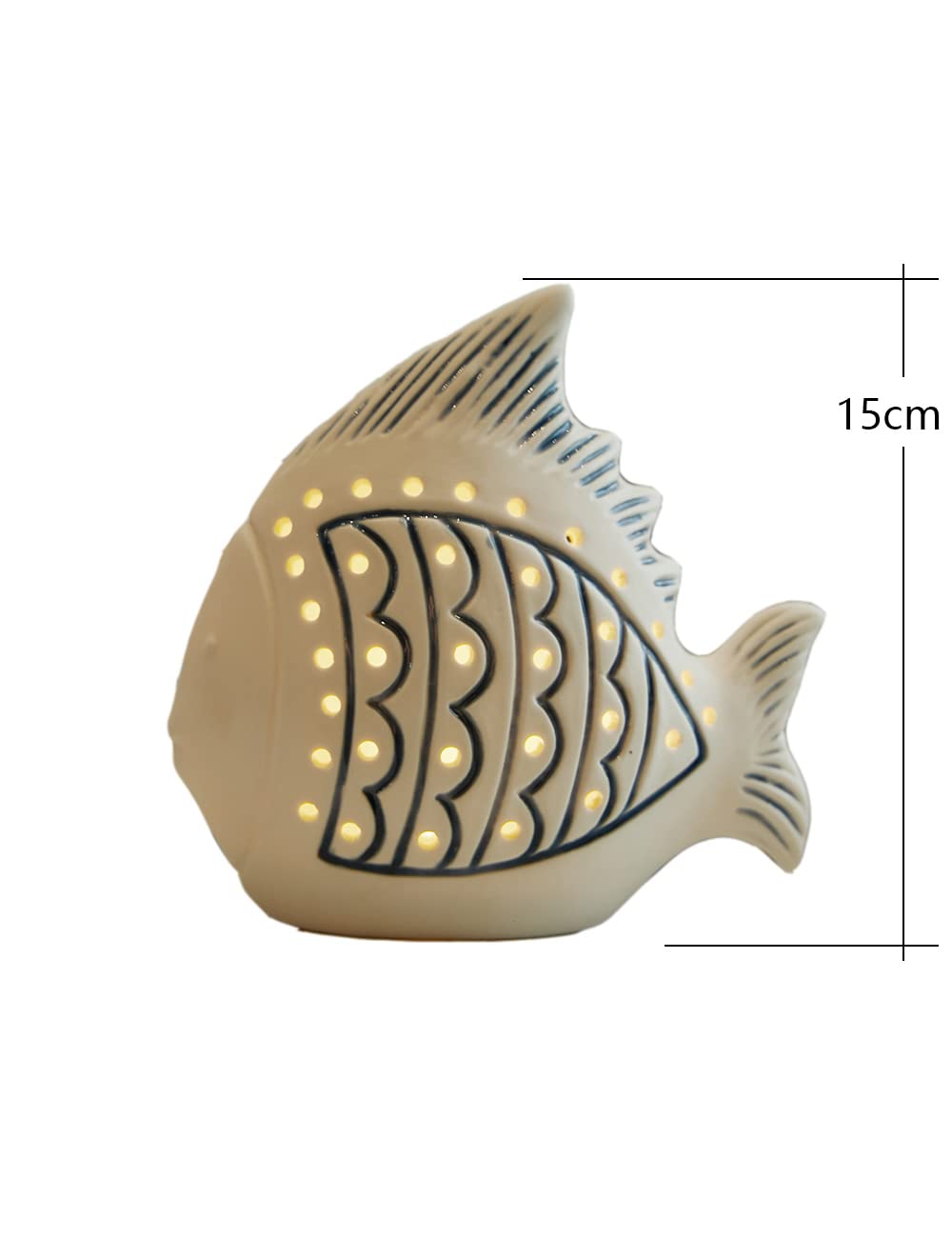 SEINHIJO Fish Statue Figurine LED Ocean Decor Modern Sculpture Home Gift for Table Centerpiece Art Ceramic 5.5 Inch