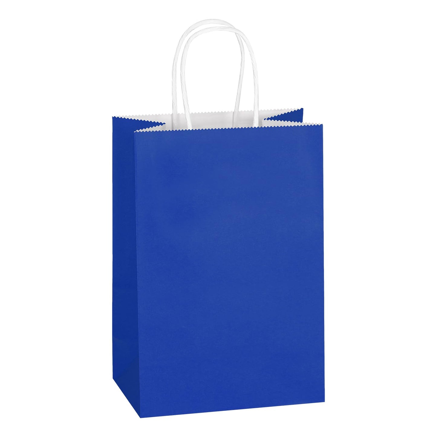 Mlyta 100 Pack 5.25x3.25x8.5 Inch Small Royal Blue Kraft Paper Gift Bags with Handles Bulk for Goodie Party Favor Brithday Grocery Shopping Business Wedding Retail Craft Treat To Go, Merchandise Sacks