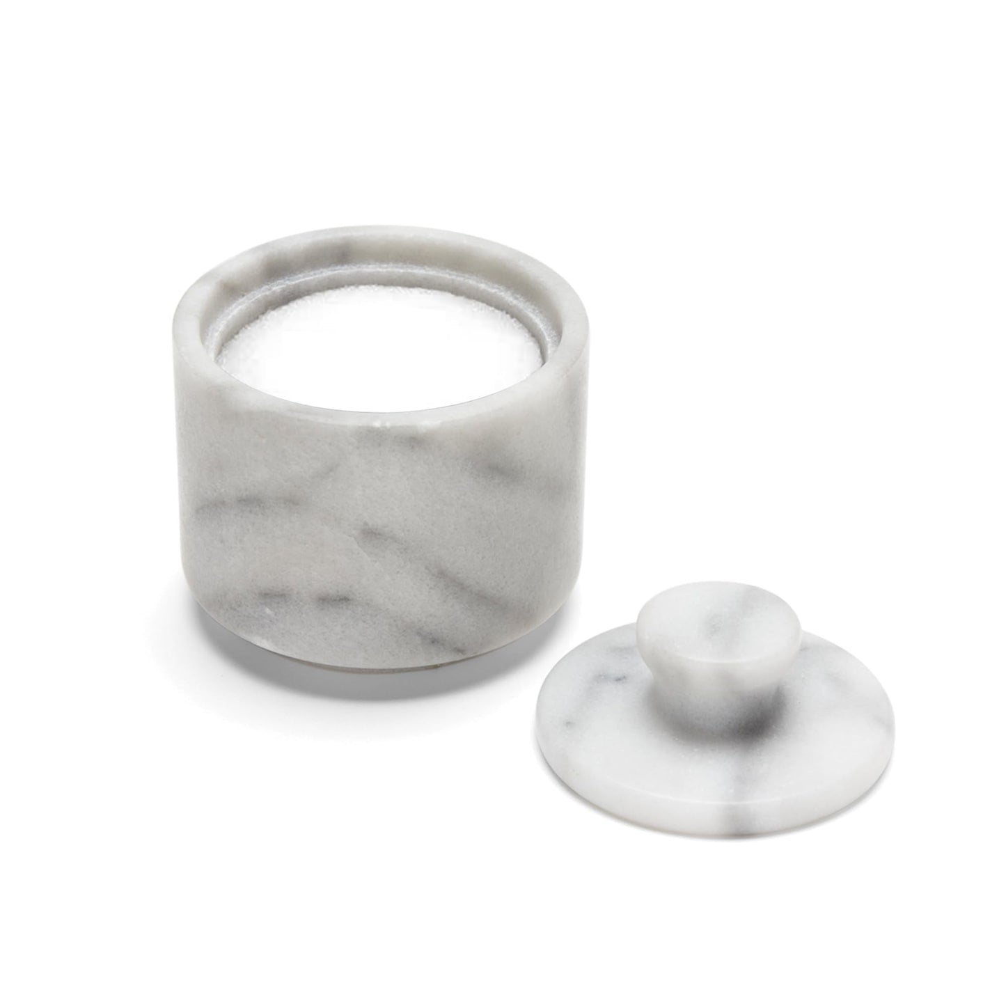 Fox Run Marble Salt Cellar With Lid, 3" x 3" White Salt Holder With Lid