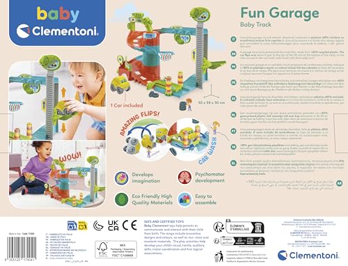 Clementoni 17404 Fun Garage Baby Track For Toddlers, Ages 18 Months Plus, Multi-Coloured