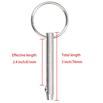 Quick Release Pin Bimini Top Pin Diameter 0.25 Inch, Total Length 3 Inch, Usable Length 2.4 Inch Full 316 Stainless Steel (4 PCS)