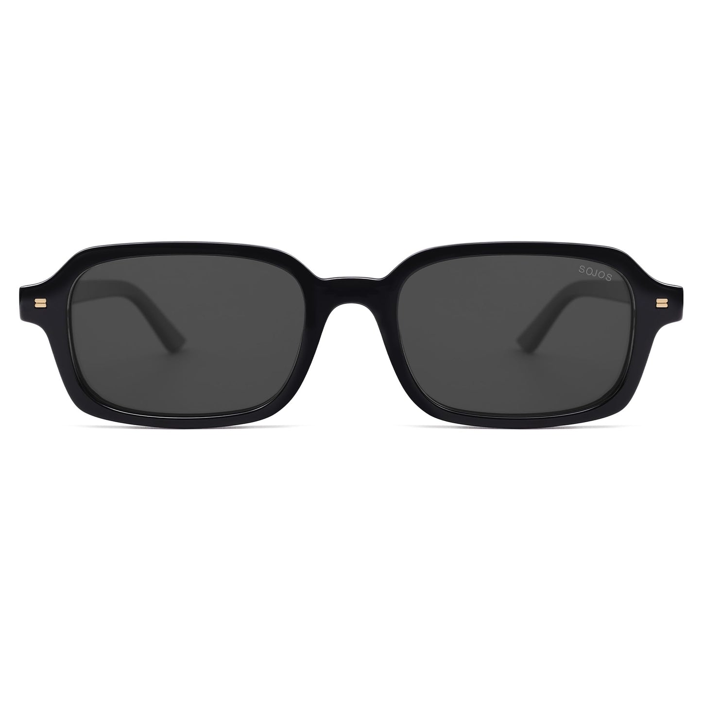 SOJOS Retro Rectangular Polarized Sunglasses Womens Mens, 80s 90s Small Trendy Slim Narrow Square Sunnies SJ2610, Black/Grey
