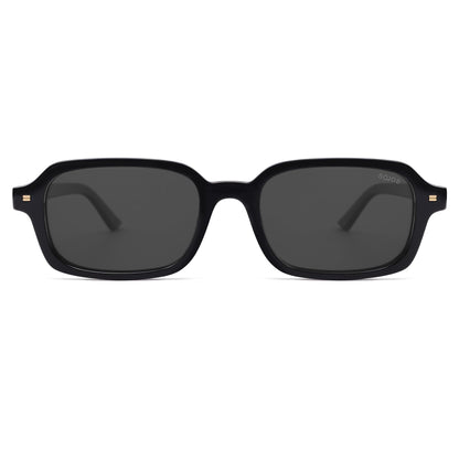 SOJOS Retro Rectangular Polarized Sunglasses Womens Mens, 80s 90s Small Trendy Slim Narrow Square Sunnies SJ2610, Black/Grey