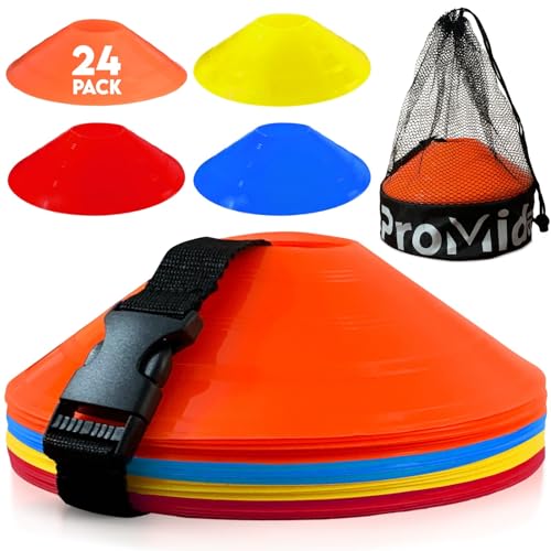 Soccer Cones for Training - with Mesh Bag & Strap - Flexible & Heavy Duty - Best for Football, Basketball & Running Drills - Premium Quality Soccer Training Cones Sports (Multi Color, 100)