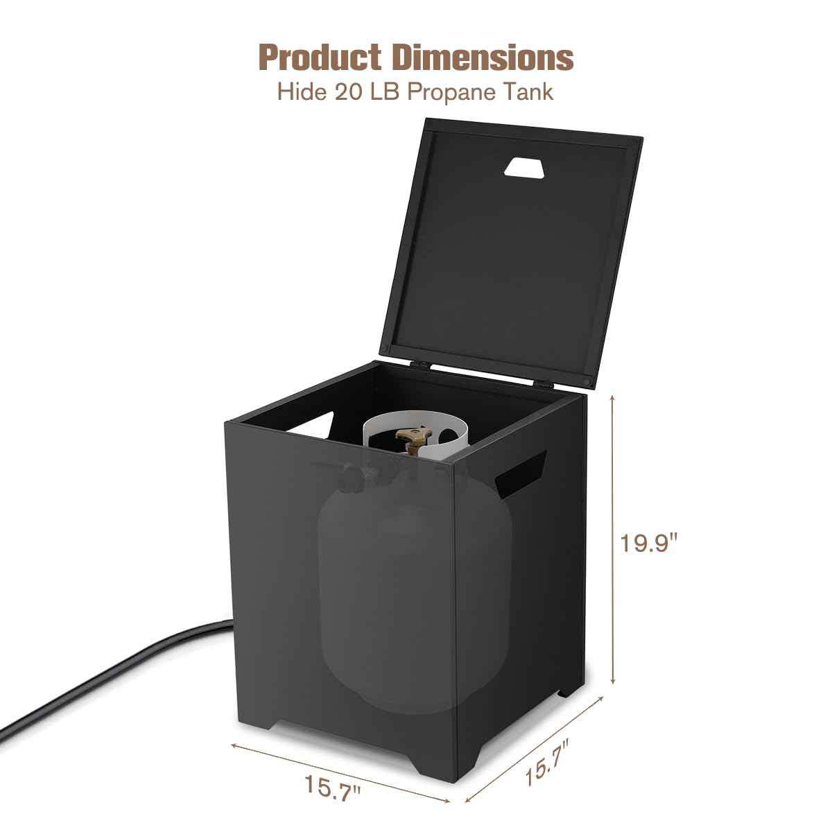 ThermoMate Propane Tank Cover Table, 20 LB Propane Tank Storage Box, Propane Tank Storage Hideaway Table for Fire Pit and Gas Griddle Black