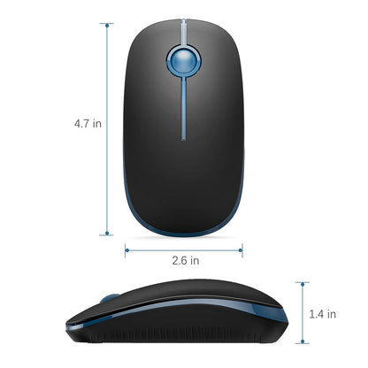 VssoPlor Wireless Mouse, 2.4G Slim Portable Computer Laptop Mouse with Nano Receiver Quiet Silent Optical Mice for Notebook, PC, Laptop, Computer-Black and Gold