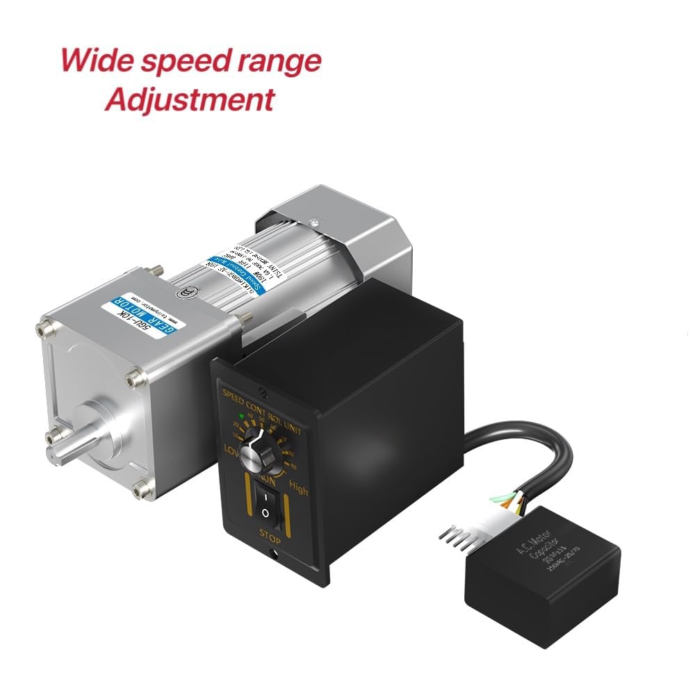 AC 110V 180W Motor + Gear Box (10K) + Speed Controller, Single Phase Electric Motor with High Torque, Variable Speed Motor, Reversible Gear Motor