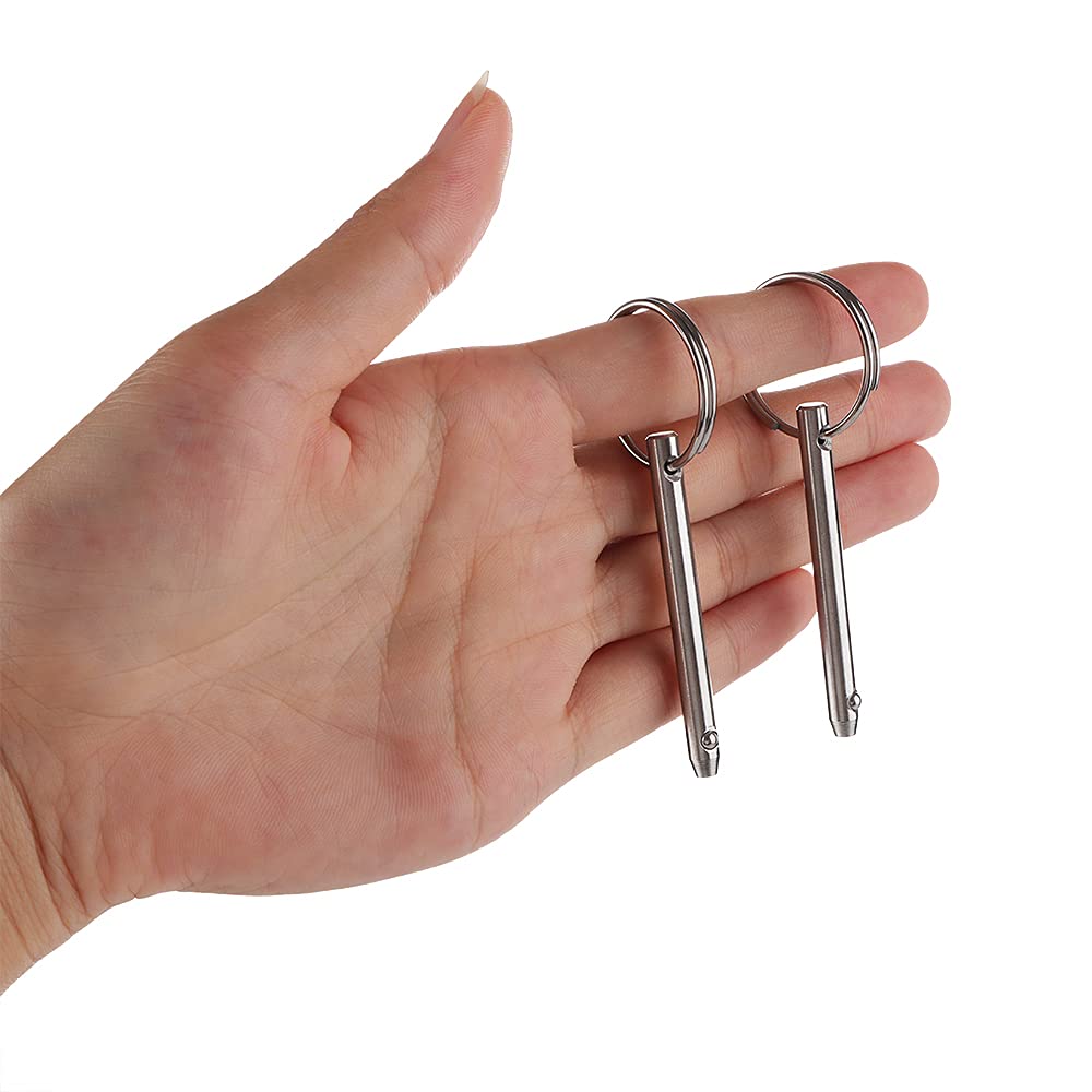 4 Pack Quick Release Pin, Diameter 3/16"(4.8mm), Overall Length 2"(51mm), Usable Length 1-1/2"(38mm), Full 316 Stainless Steel, Bimini Top Pin, Marine Hardware