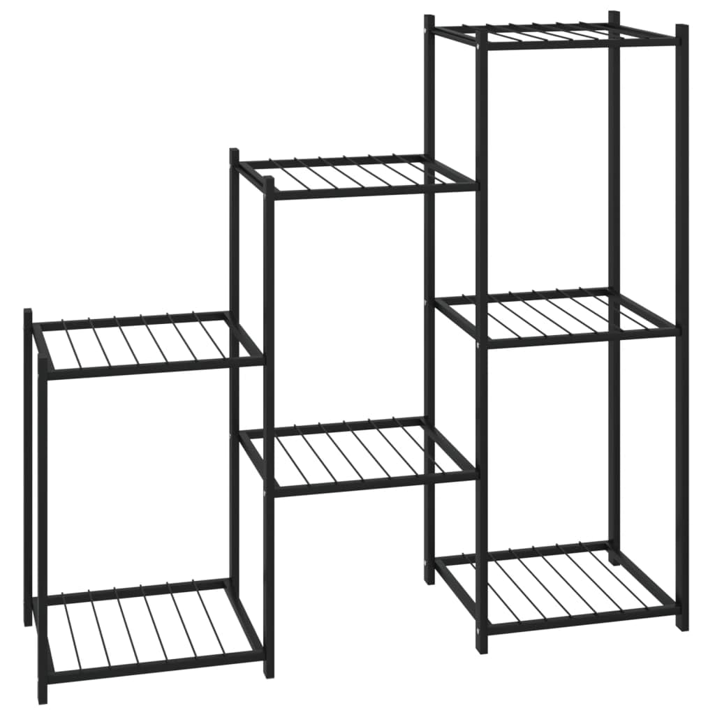 BUKSCYJS Black Powder-coated Iron Flower Stand with 5 Shelves, Medium Plant Display Rack for Indoor Outdoor Use, Space Saving Corner Design for Living Room Balcony, Durable Metal
