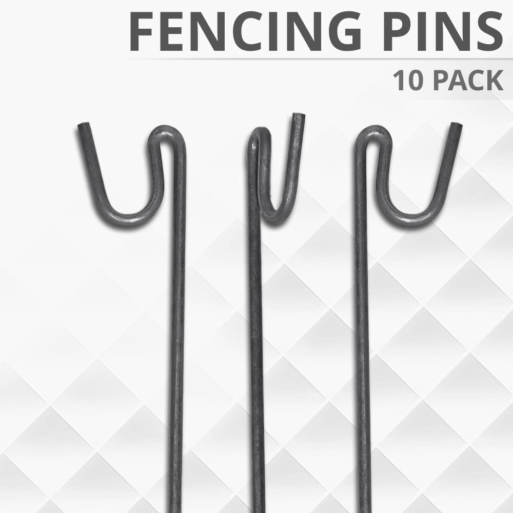 ANSIO Fencing Pin 1.2m Long 8mm Thick Steel Fencing Pins Road Pins Non-Galvanised Metal Pins for Temporary Outdoor Garden Decking & Fencing (10 Pack)