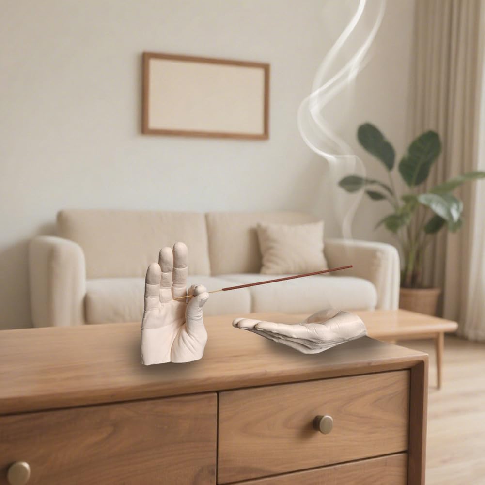 Hand Incense Holder for Sticks, Incense Burner Ash Catcher, Hand-Shaped Incense Burner Stand, for Meditation and Decoration (White)