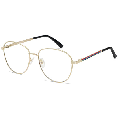 SOJOS Oversized Aviator Blue Light Blocking Glasses for Women Men, Metal Frame Clear Lens Eyeglasses SJ5098, Gold Frame/Anti-Blue Light Lens