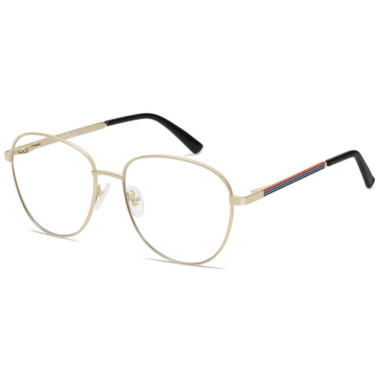 SOJOS Oversized Aviator Blue Light Blocking Glasses for Women Men, Metal Frame Clear Lens Eyeglasses SJ5098, Gold Frame/Anti-Blue Light Lens