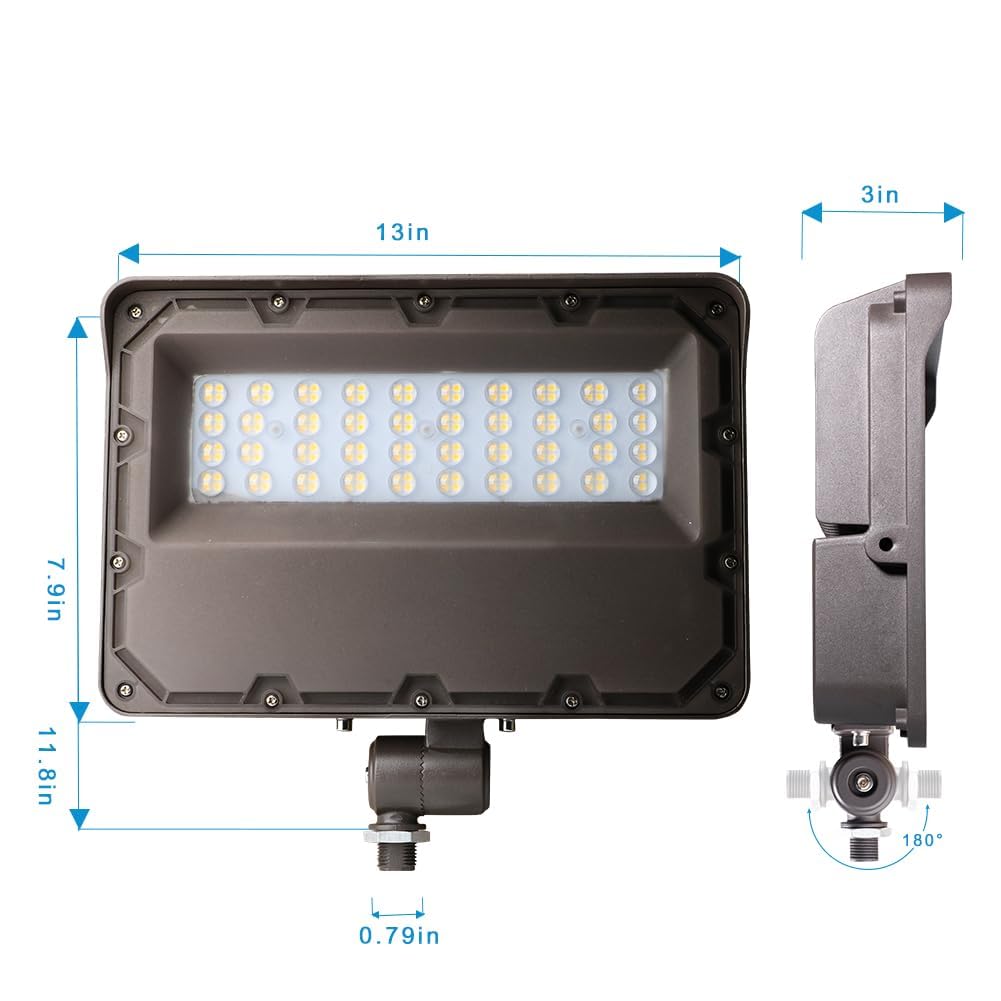 Lightdot 4Pack 200W LED Flood Light Outdoor with Knuckle, 100-277V【Driver Equipped, 5 Years】 IP65 Waterproof 28000LM, 5000K Daylight [Eqv. to 800HPS/WH] Dusk to Dawn Photocell Sensor-Brown