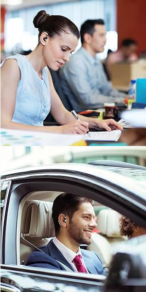 LSAPT Bluetooth Headset V5.0 Wireless Bluetooth Earpiece with Noise Canceling Mic for Cell Phone Ultralight Business Earphone for Driving/Trucker/Office Earbus for Android/iPhone/Smartphone-Blue
