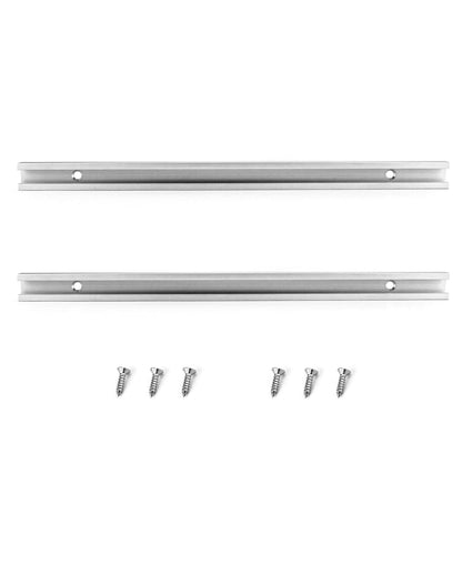 QWORK Aluminum T Track, 2 Pack 12 Inch Universal Double Cut Profile T Track, with Predrilled Mounting Holes and Screws, Woodworking and Fixtures, for Drill Press Table, Router Table