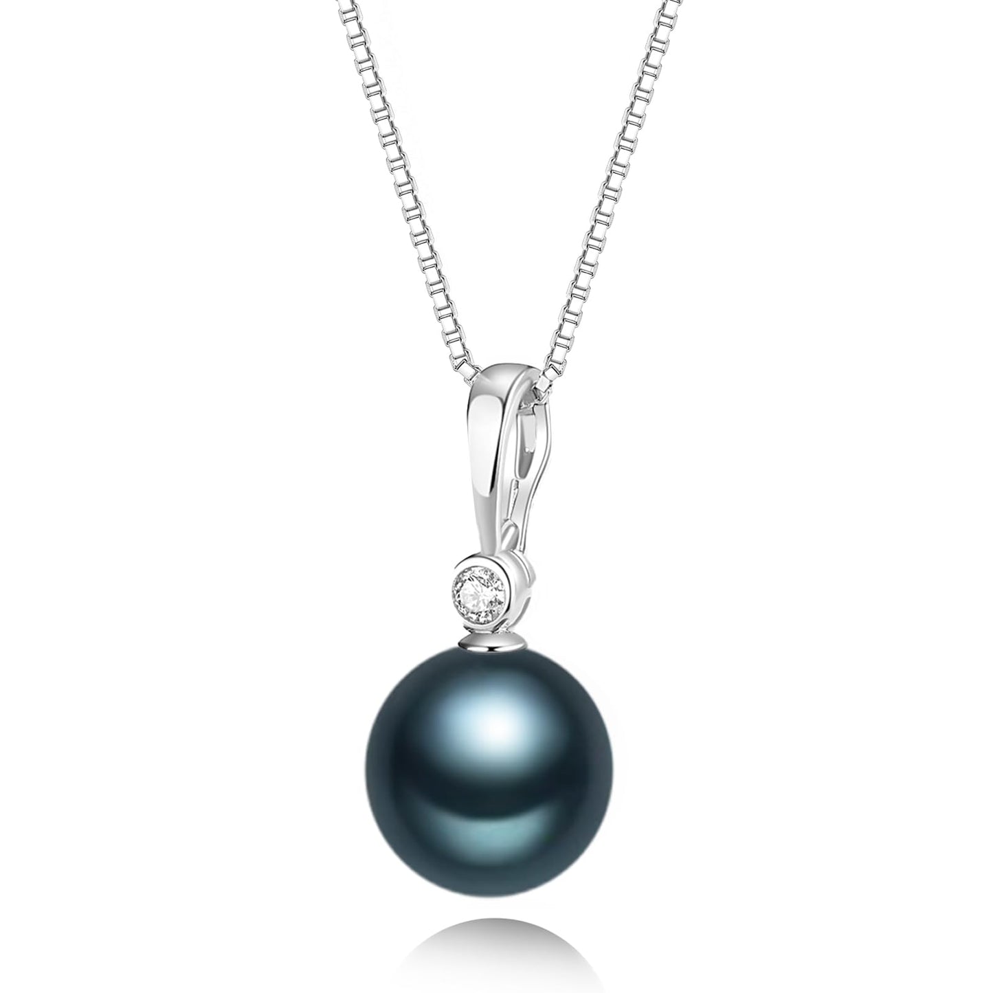 YAMI Black Tahitian Pearl Pendant Necklace, 12-13mm Saltwater Cultured Pearls, 925 Sterling Silver with 18+2IN Adjustable Box Chain Elegant Luxury Jewelry Gift for Women