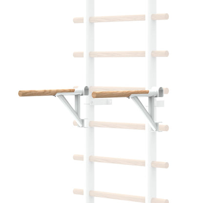 DHT Double Bar Bracket, Swedish Ladder Dip Bar Exclusive Attachment, for Home, School, Physical Therapy and Gymnastics, White
