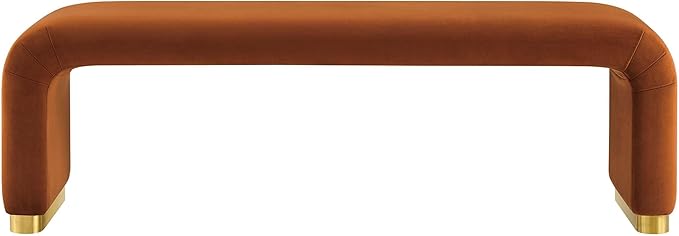 Modway EEI-6734-BRA-RUS Koda Performance Velvet Waterfall Long Bench, Brass Rust
