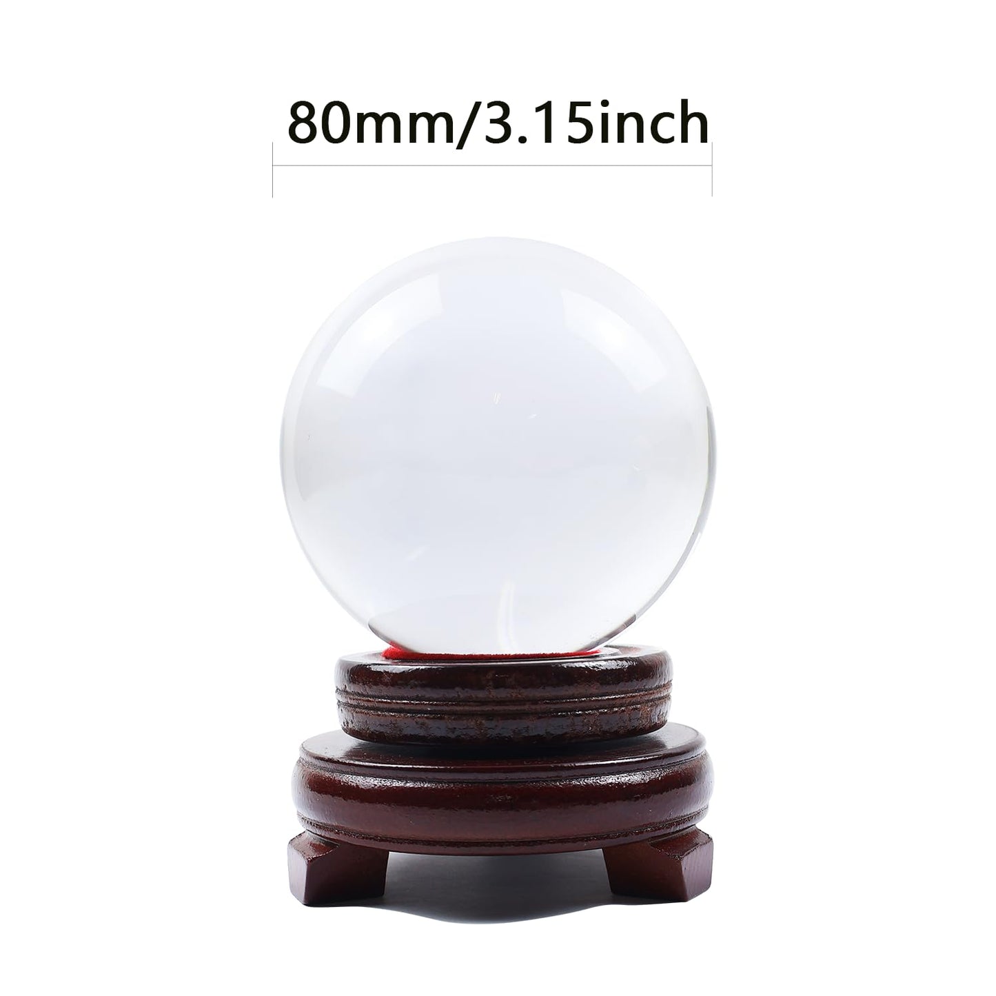 TWINKLING Crystal Ball K9 Quartz Crystal Balls with Wooden Stand, Crystal Sphere Ideal for Photography, Meditation, Feng Shui, Home Decor & Fortune Telling, 80mm/3.15Inch