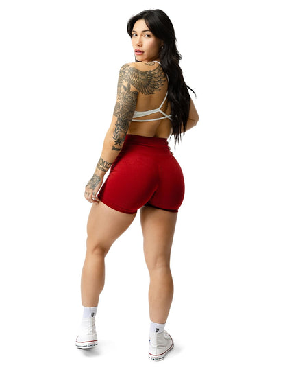 Gymreapers Seamless Shorts Infinity High Waist Biker Workout Scrunch Shorts for Women Athletic Gym Running Pilates Yoga Sport Short (Bloodshot Red)