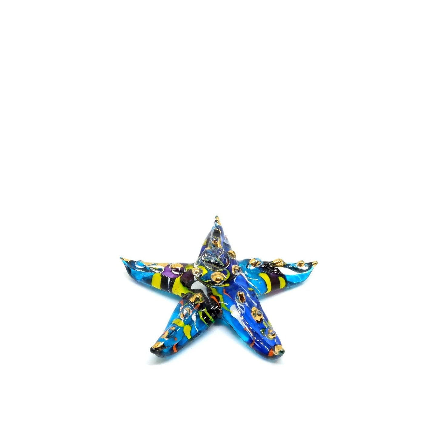 Handmade Mini 2" Blue Starfish Figures Blown Glass Art/Miniature Ocean Animals/Collectible Figurines Gift Ideas/Tiny Ornament Cool Stuff Decor N2 - Model 2022