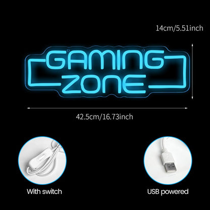 RuCvixkt Gaming Zone Neon Sign,Game Zone Neon Sign for Teens Gamer Room Decor，Gaming Light Neon Sign for Gaming Wall Decor，Led Neon Gaming Sign for Gamer Gifts Boys