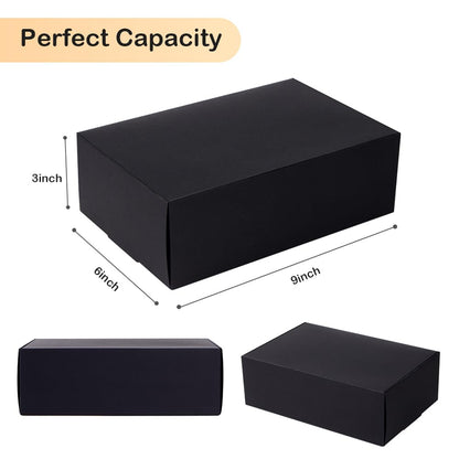 NEWSNOW 10 Pack Gift Boxes, 9 x 6 x 3 inches，For Bridesmaid Proposal Boxes, Premium Gift Boxes, Wedding Present, Holiday, Birthday Party Favor and Christmas (Black)