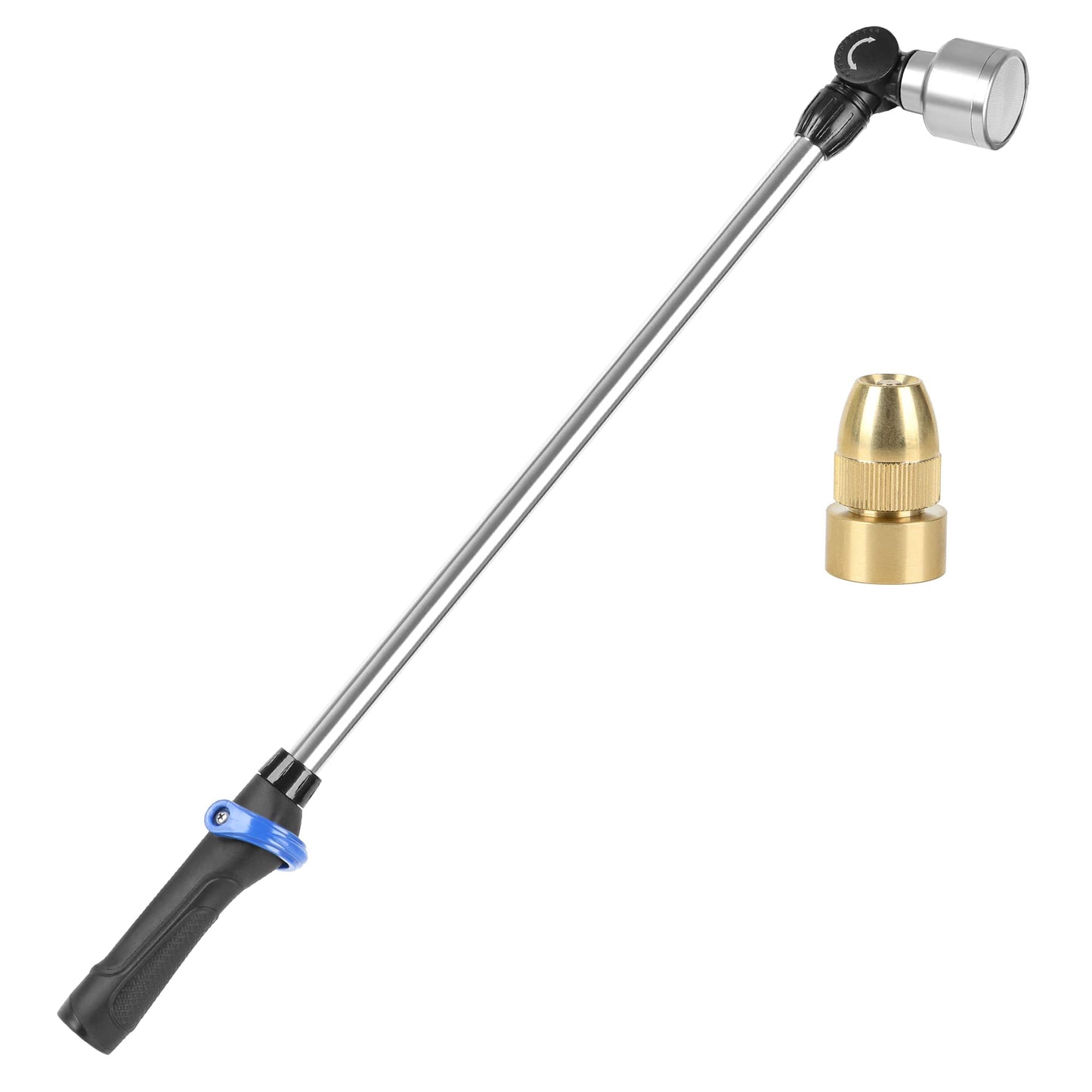 STYDDI Soft Rain Watering Wand with Pivoting Head and Thumb Control, 28" Gentle 1008Holes Classic Rain Wand with Replace Brass Nozzle, Perfect for Hanging Baskets, Planters, Greenhouses and Seedbed