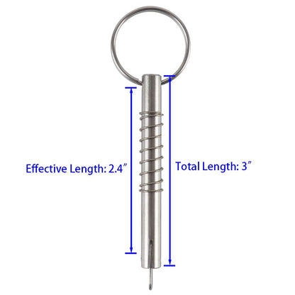 4 Pcs Quick Release Pin w/Drop Cam & Spring, Diameter 5/16"(8mm), Usable Length 2"(53mm), Overall Length 3"(76mm), Full 316 Stainless Steel, Bimini Top Pin, Marine Hardware