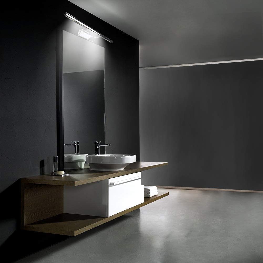 Lightess Bathroom Wall Light Led Mirror Lights with Switch 5W Bathroom Above Mirror Lamps 180° Adjust Picture Wall Lights Stainless Steel IP44 Lights for Mirror Mains Powered 6000K Cold White - 40cm