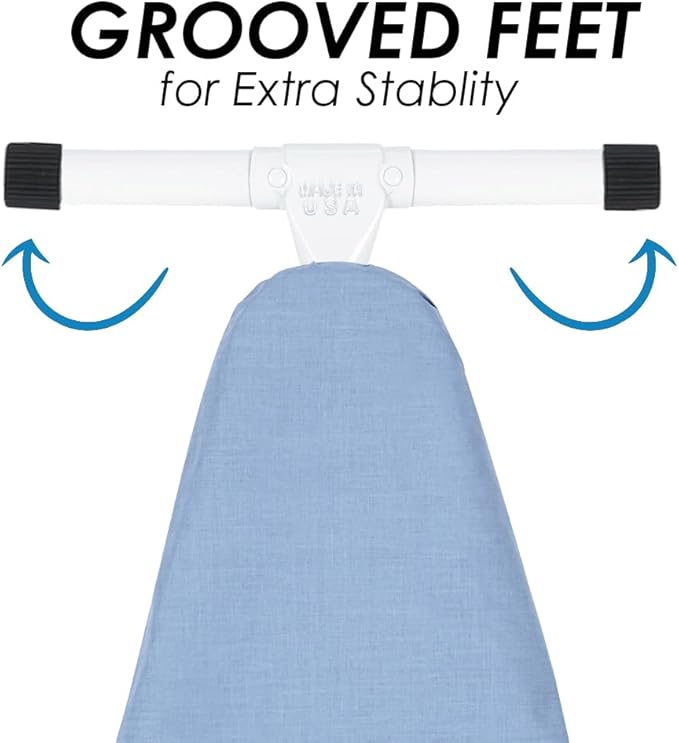 Full Size Ironing Board with Cover & Pad – USA-Made with Enhanced Grip Feet
