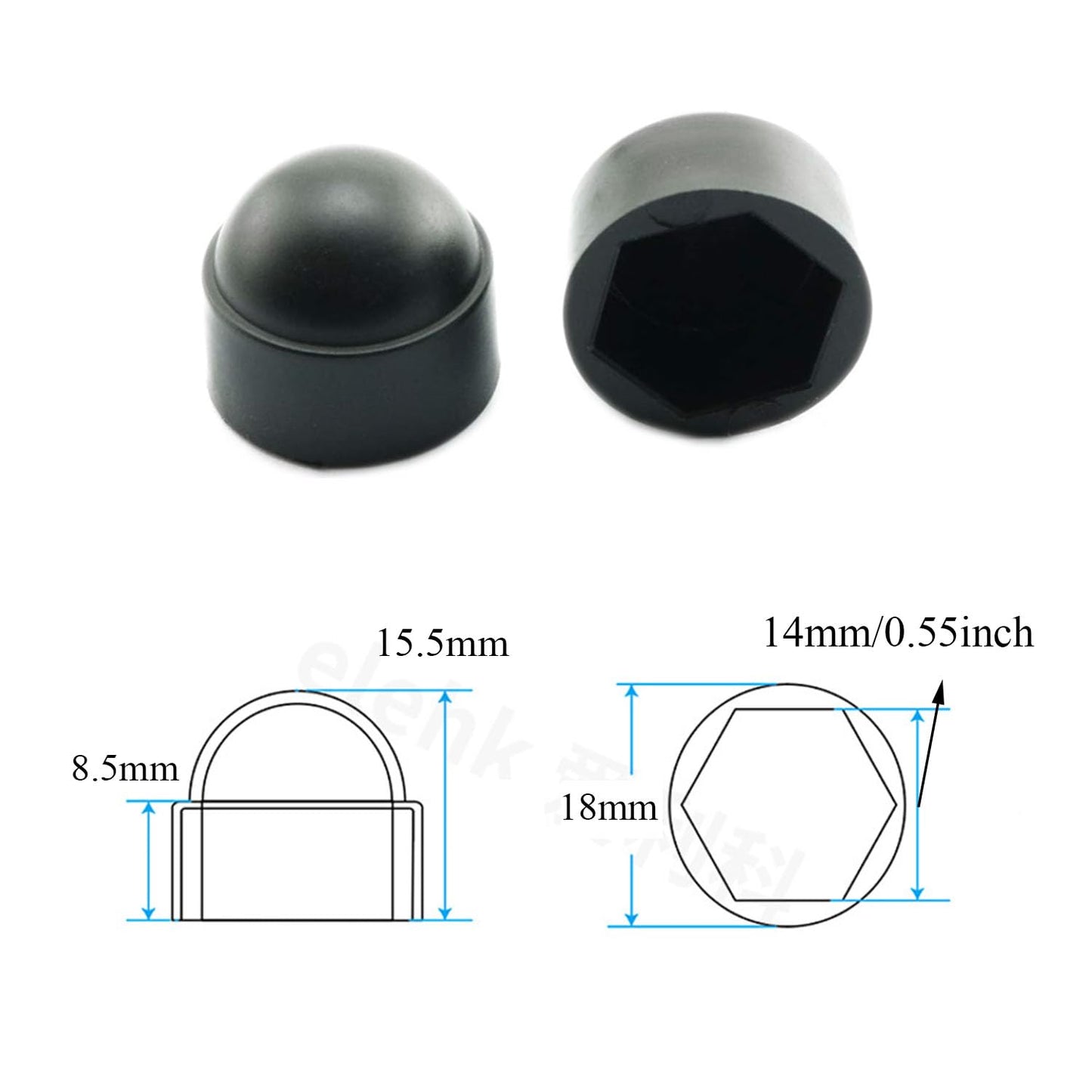 Meuey Lyot-Bolt Nut Protection Cap Black Hex Head Nylon Bolt nut Protective Cover M8x14 mm-30PCS